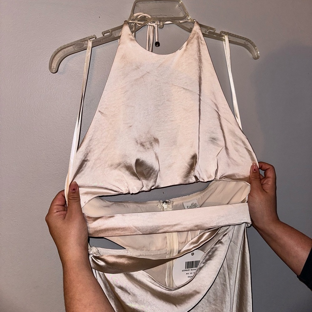 Champagne maxi satin dress